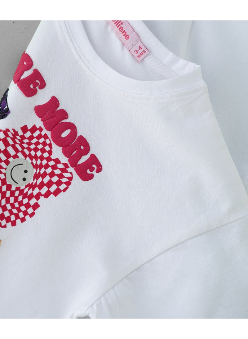 Jelliene Girls White Inspire More Sequin Graphic T-Shirt - Image 4